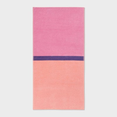 XL 'WOW' Reversible Beach Towel Peach/Pink/Purple - Sun Squad