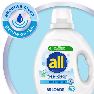 All Liquid Laundry Detergent Free Clear for Sensitive Skin 58 Loads - 73 fl oz
