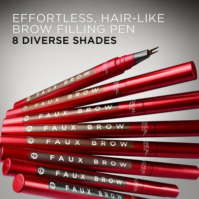 L'Oreal Paris Faux Brow Eyebrow Tint Double Brush Brow Pen - Brunette - 0.03 fl oz
