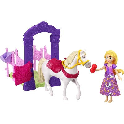 Disney Princess Rapunzel & Maximus Small Doll & Horse Set with Stable Playset