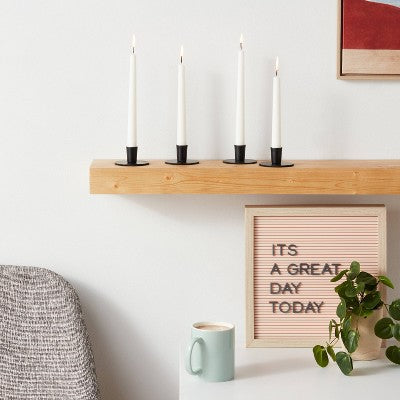 4pk Small Taper Candle Holders Black - Room Essentials: Modern Iron Tabletop Decor, 1.5" Height, 3" Width, Candlesticks