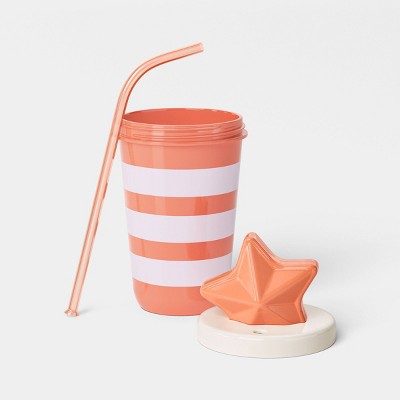 16 fl oz Striped Figural Star Straw Tumbler Pink - Sun Squad