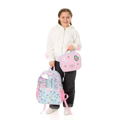 Locker Club Kids' 16L Kids Backpack with Clear Lunch Stationery - Blue/Pink