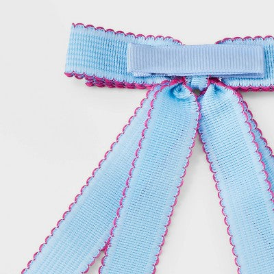 Girls' 3pk Scallop Ribbon Bow Set - Cat & Jack Pink/White/Blue: Hair Styling Clips, Recycled Polyester, Solid Pattern