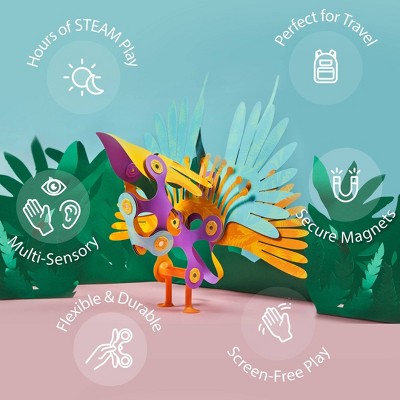 Clixo Jungle Birds Magnetic Building Set: 24 Pieces for Creative Thinking & Creativity