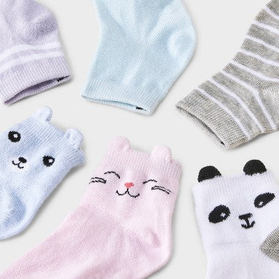 Toddler Girls' 6pk Critter Ankle Socks - Cat & Jack 4T-5T