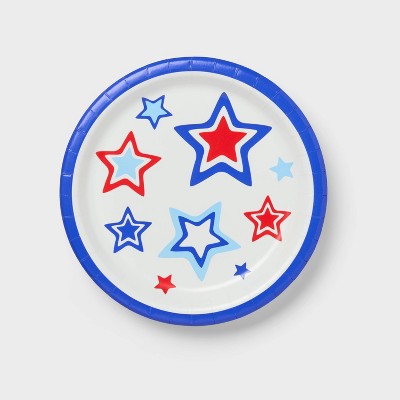 20ct 7" 4th of July USA Star Snack Paper Plates - Spritz