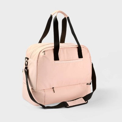 Weekender Bag with Drop-Bottom Pink - Open Story?: Travel Luggage