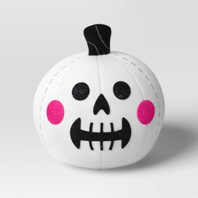 Fabric Pumpkin and Skull Figurine - Hyde and EEK! Boutique White