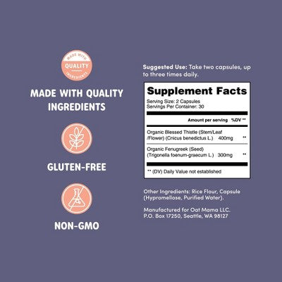 Oat Mama Slay Mama Lactation Supplements - 60ct: Dietary Capsules, 60-Count