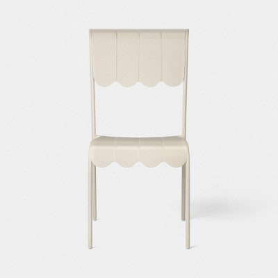 Scallop Slat Outdoor Armless Patio Dining Stacking Chair Cream - Room Essentials (LOCAL PICKUP ONLY)