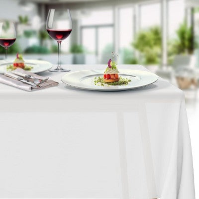 Prestee White Plastic Tablecloth - 24 Pieces (LOCAL PICKUP ONLY)