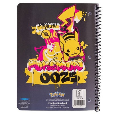 Pokemon 8"x10.5" Graffiti Single Subject Wide Rule Notebook