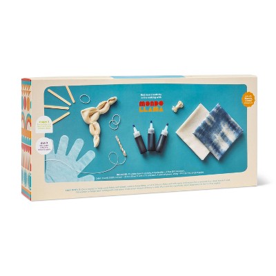 Shibori Dye Dish Towel Kit - Mondo Llama: DIY Art Kit with String, Gloves, Craft Sticks, Rubber Bands & Color Dyes