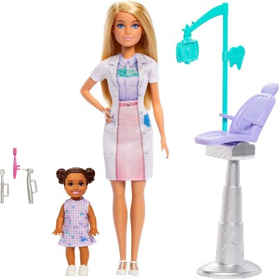 Barbie Dentist Doll with Blonde 11" Fashion Doll, 1 Kid Doll, Medical Doctor Furniture and Accessories