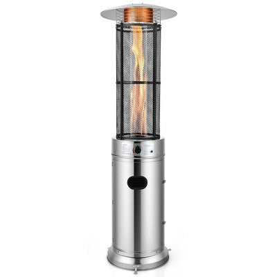 Costway 40000 BTU Patio Heaters Stainless Steel Round Propane Glass Tube Flame W/Wheels (LOCAL PICKUP ONLY)