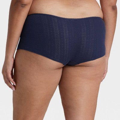 Women's Pointelle Ruched Front Boy Shorts - Wild Fable Blue XL