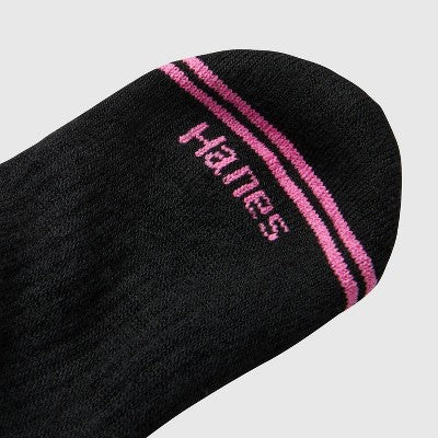 Hanes Premium Women's 6pk Cool Comfort Cushioned Heel Tab Socks - Black 5-9