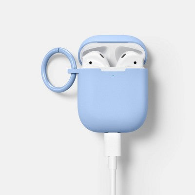 AirPods (1/2 Generation) Silicone Case with Clip - heyday Periwinkle Blue: Lightweight Accessory, Wireless Charging Compatible