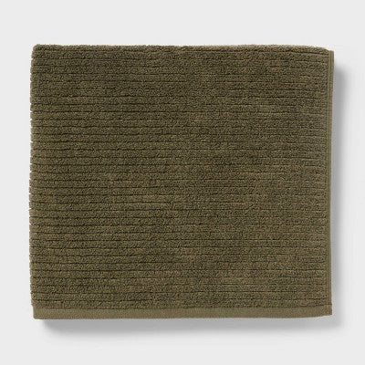 2pk Quick Dry Ribbed Bath Towel Set Dark Olive Green - Threshold