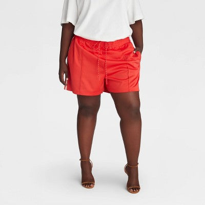 KBB by KAHLANA Women's Mid-Rise 'The Track Shorts' - Red XXL