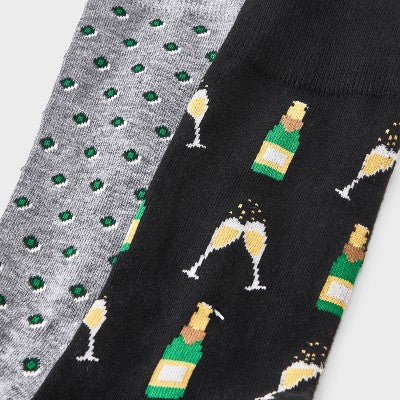 Men's Cocktail Print Socks 2pk - Goodfellow & Co - Black 6-12