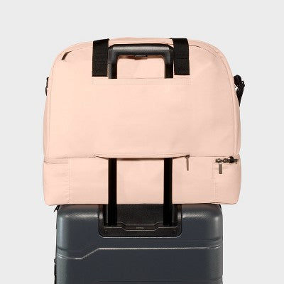 Weekender Bag with Drop-Bottom Pink - Open Story?: Travel Luggage