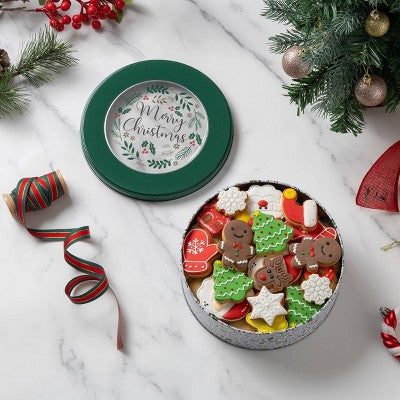 Cook With Color Round Food Storage Tin Holly