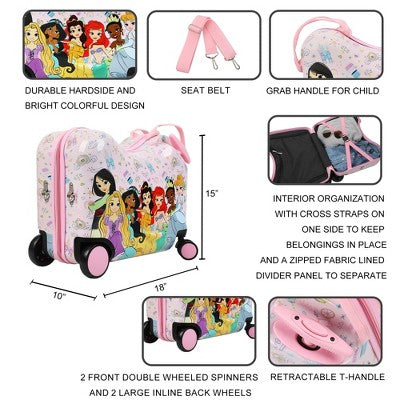 Disney Princesses Ride-On 18" Suitcase For Kids & Toddlers