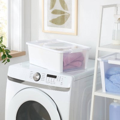 Latching Window Utility Storage Box Medium True White - Brightroom