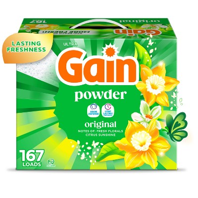 Gain Original HE Concentrated Laundry Detergent Powder 167 Loads - 154oz: Paraben-Free, Bleach-Free, Phosphate-Free