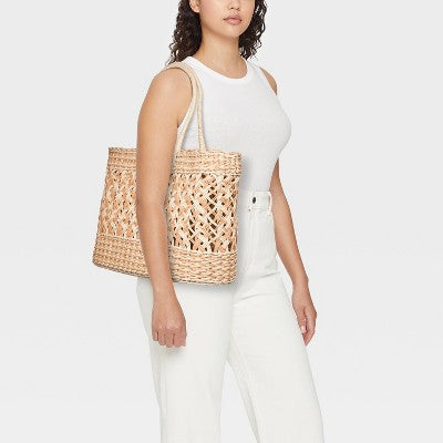 Straw Tote Handbag - Shade & Shore Natural/Ivory XL