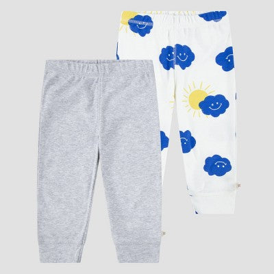 Huggies Baby 2pk Cloud Organic Pants - Blue/White/Yellow 18M
