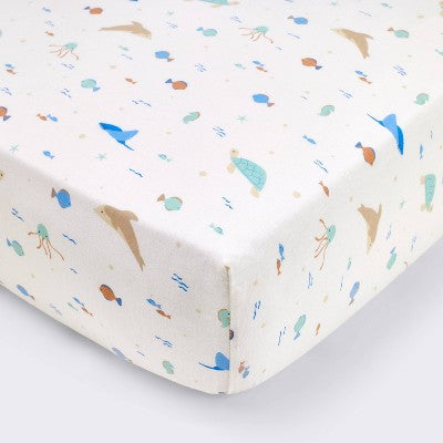 Cotton Fitted Crib Sheet - Sea Life - Cloud Island