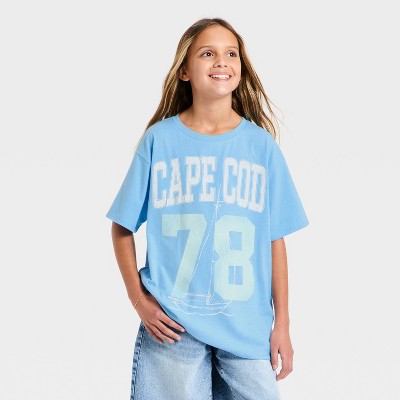 Girls' 'Cape Cod 78' Oversized Graphic T-Shirt - art class Blue M