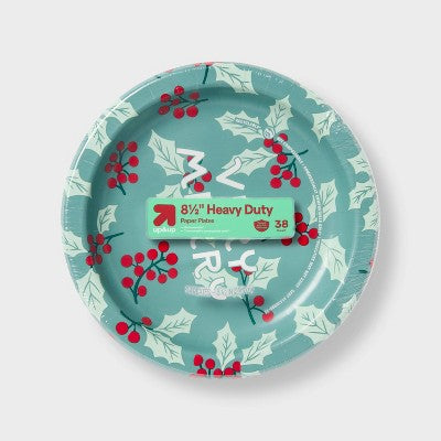 Holiday Disposable Plates - Holly - 8.5" - 38ct - up&up