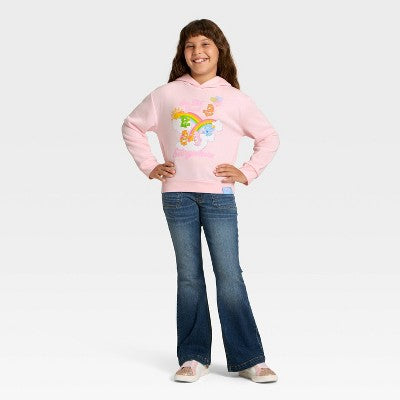 Girls' Care Bears Hooded Fleece Graphic Sweatshirt - Light Pink L