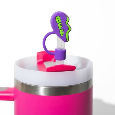 CharCharms 4pk Straw Toppers Pink