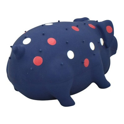 Multipet Rubber Pig Americana Interactive Dog Toy - Blue