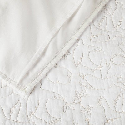 Euro Dove Stitch Quilt Sham Off-White - Opalhouse designed with Jungalow: Cotton Voile, Machine Washable, No Flange