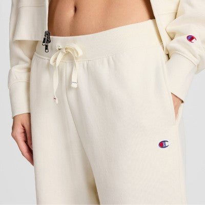 Champion Women's High-Rise Fleece Wide Leg Sweatpants - Cream L