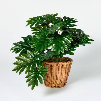Philodendron Decorative Plant in Basket - Threshold designed with Studio McGee: Indoor Faux Greenery, Wicker Basket (LOCAL PICKUP ONLY)