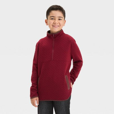 Boys' Quilted Mock Neck Pullover Sweatshirt M