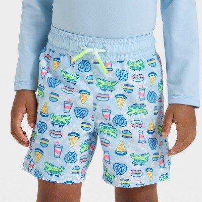 Toddler Boys' Snack Time Swim Shorts - Cat & Jack Light Blue 2T