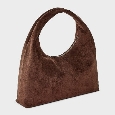 Faux Suede Soft Shoulder Bag - A New Day Brown
