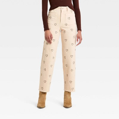 Women's Sailor Heart Embroidered High-Rise Ankle Jeans 8