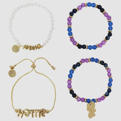 Girls' Lilo & Stitch Bracelet Set - Gold/Blue