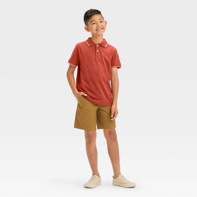 Boys' Short Sleeve Tipping Polo Shirt - Cat & Jack Dark Brown M