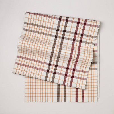 20"x90" Fall Plaid Oversized Runner Burgundy/Brown - Hearth & Hand with Magnolia