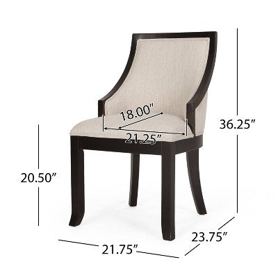 Christopher Knight Home Set of 2 Thurber Birch Wood Upholstered Dining Chairs Beige/Walnut (LOCAL PICKUP ONLY)